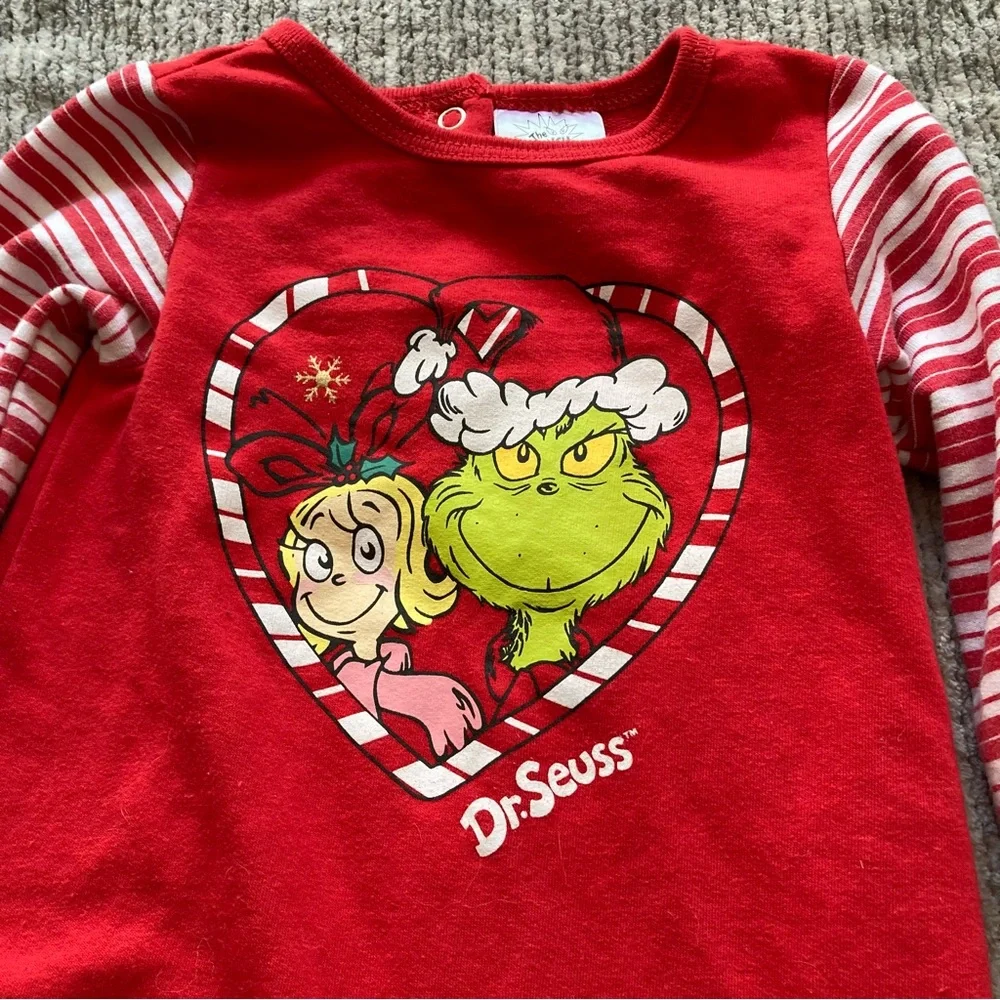 Dr. Seuss Baby Grinch Red Christmas Romper Size 18M Retro Holiday‎ Classic